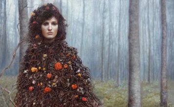 Blodeuwedd (2023), by J. Adam McGalliard Oil on canvas