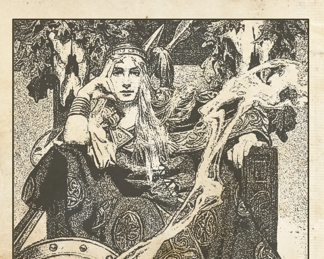 Queen Maev (1911), by J. C. Leyendeckera Queen Maev (1911), by J. C. Leyendecker