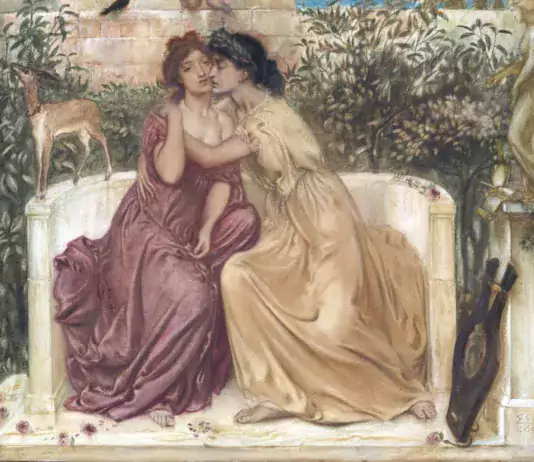 The Eternal Wisdom of Sappho Sappho and Erinna in a Garden at Mytilene (1864), by Simeon Solomon